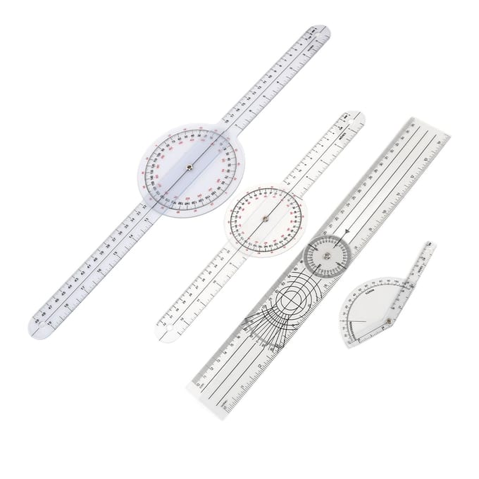 4 stuks Medische Goniometer Set Draaien Transparant Orthopedisch Hoekmeetliniaal voor Familie white