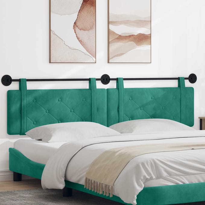 vidaXL - Hangend - hoofdbord - Turquoise - Fluweel