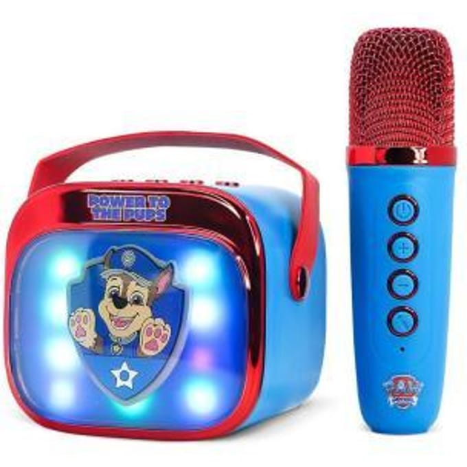 Paw Patrol - karaoke set voor kinderen - draadloze microfoon en speaker - met lichteffecten - stemvervorming