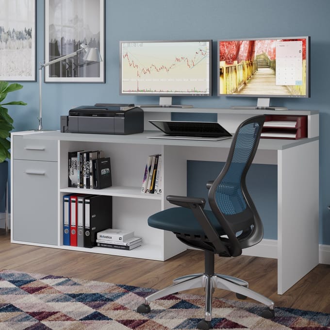 Gamingbureau Gamer | 160 x 115 x 92 cm | Wit
