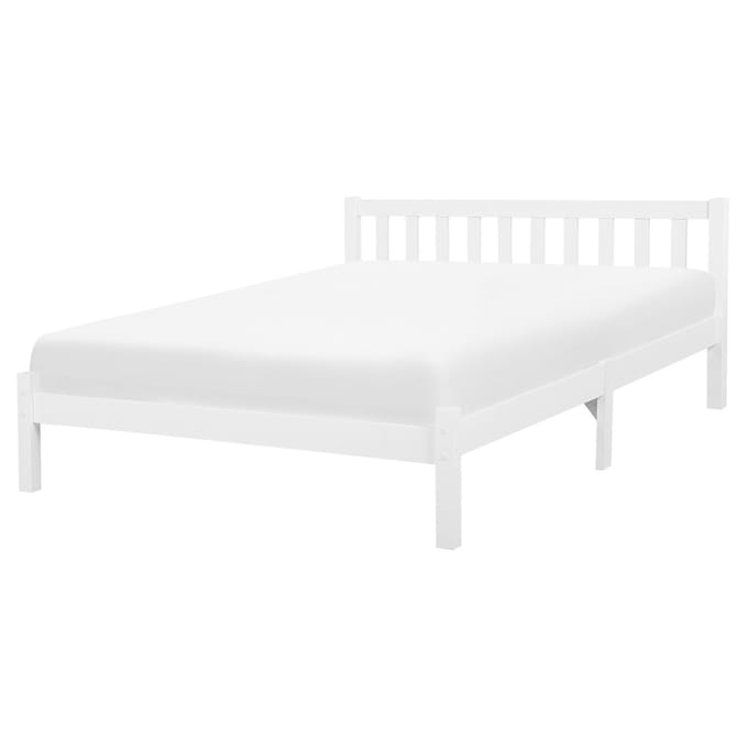 FLORAC - Tweepersoonsbed - Wit - 160 x 200 cm - Dennenhout