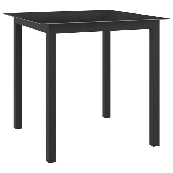 vidaXL - Tuintafel - 80x80x74 - cm - aluminium - en - glas - zwart