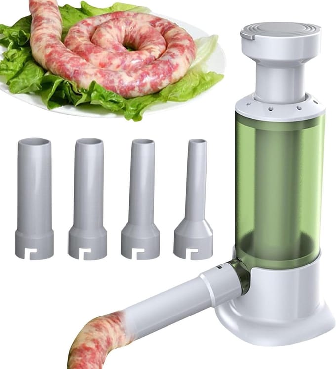 Worst Vulmachine - Vlees Vuller - Zelf Worst Maken - Inclusief 4 Vulbuizen - 5.5 x 10.5 cm - Groen