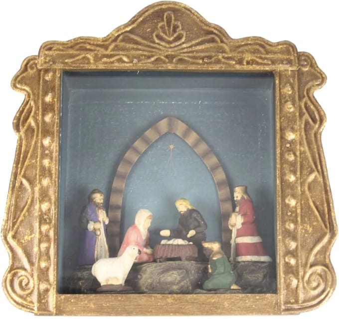 Heilige familie in kastje/lijst 20,3x5x20,3cm