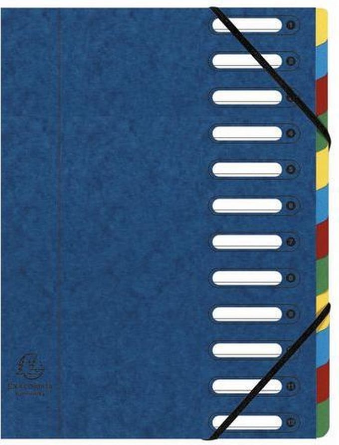 Exacompta Sorteermap HARMONIKA® met uitrekbare rug en uitgesneden vensters - 12 indelingen - Blauw - 55122E