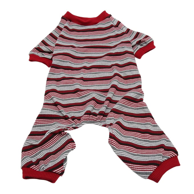Honden Pyjama Zacht Rekbaar Machinewasbaar Vierbenig Gestreept Puppy Pullover Nachtkleding voor Lente Huis L L gray