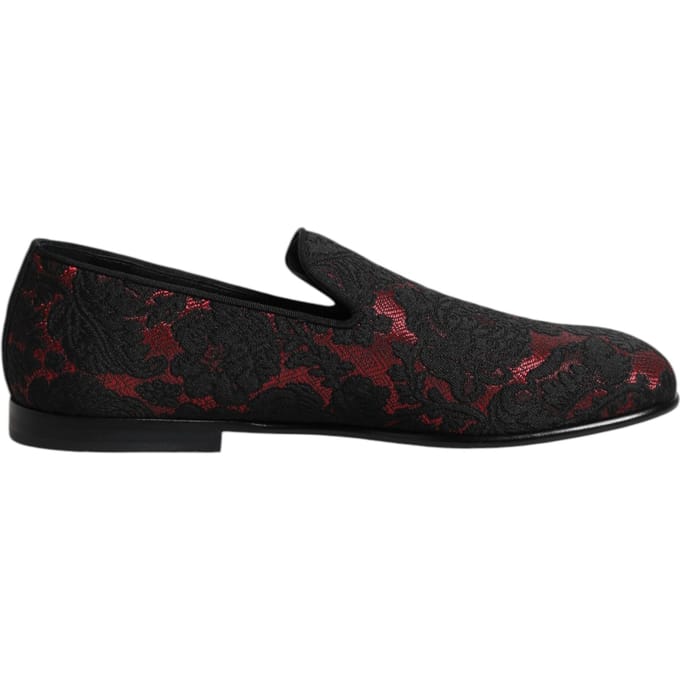 Dolce & Gabbana Rood Zwart Jacquard Instapper Heren Loafers Schoenen