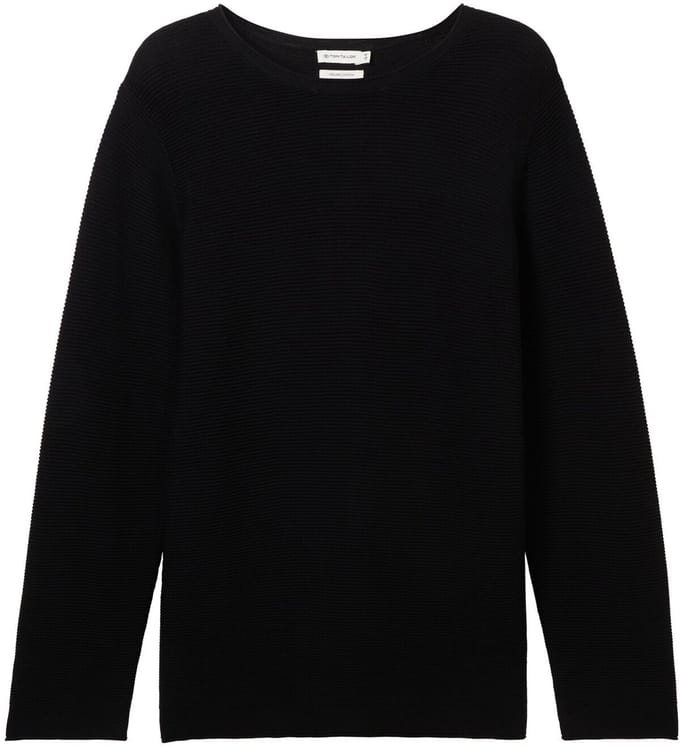 Tom Tailor - Plus Size - Gebreide trui van biologisch katoen - Maat 50 - deep black
