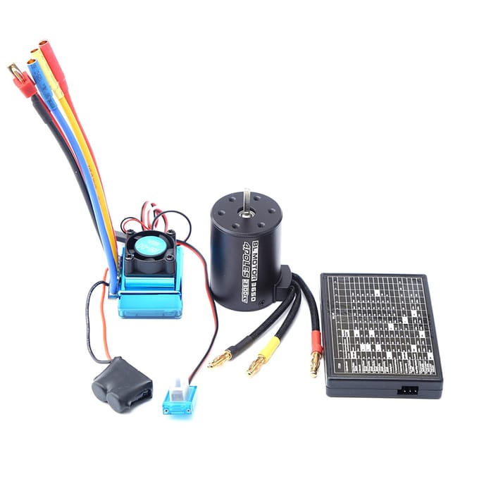 3650 Borstelloze Motor 2300KV Waterdichte Motor ESC Programmeerkaart voor 1/8 1/10 Afstandsbediening 80A ESC zwart