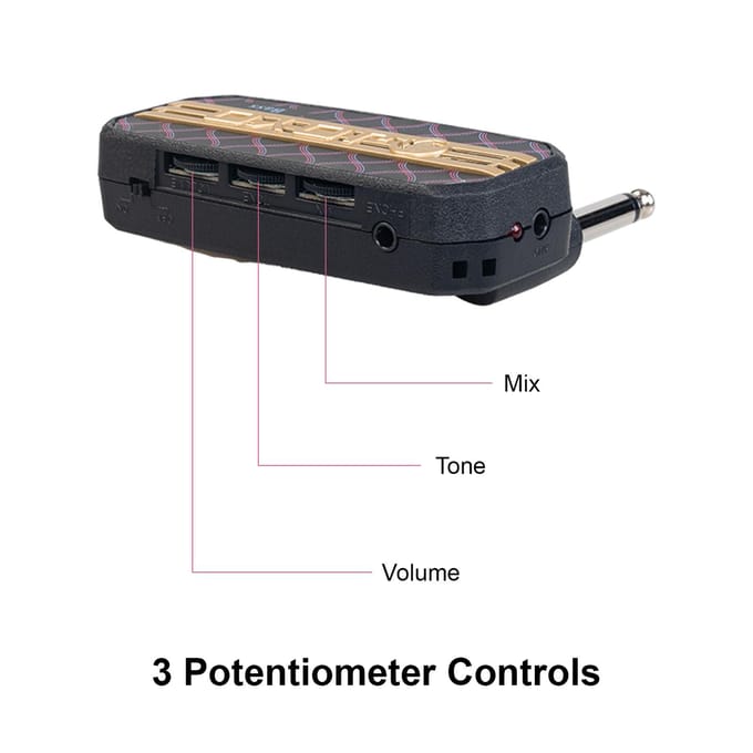 JOYO Miniversterker Draagbare elektrische bashoofdtelefoonversterker 3,5 mm stekker Extra audio-ingang Plug en 8.9x7.7x2.6cm zwart