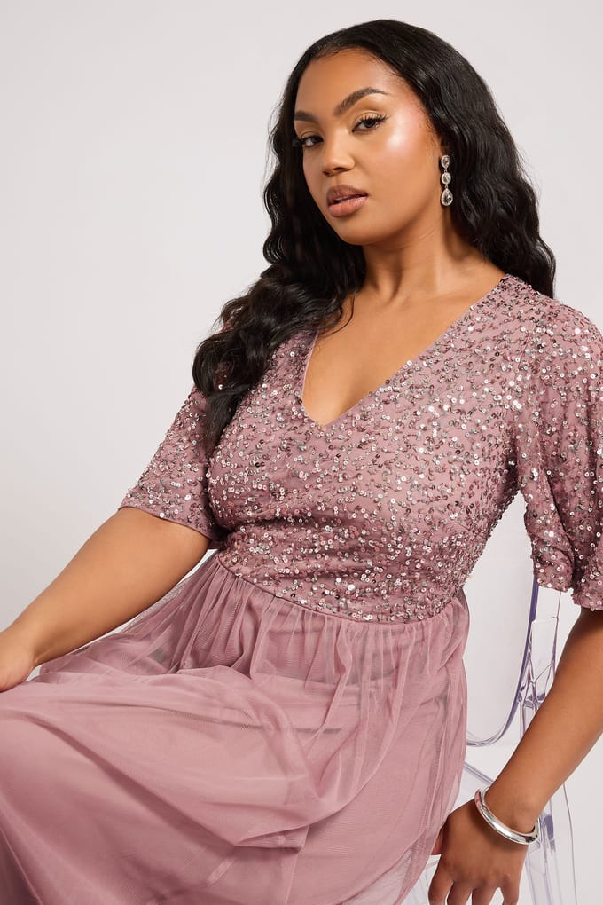 Luxe: Ultimate Embellishment Luxe Roze Versierde Maxijurksize 42
