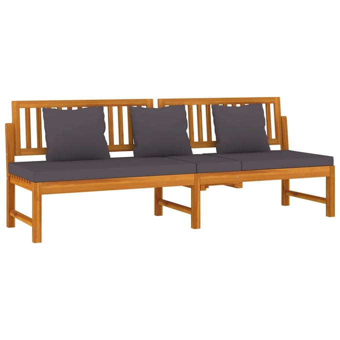 vidaXL - Dagbed - met - grijs - kussen - 200x60x75 - cm - massief - acaciahout