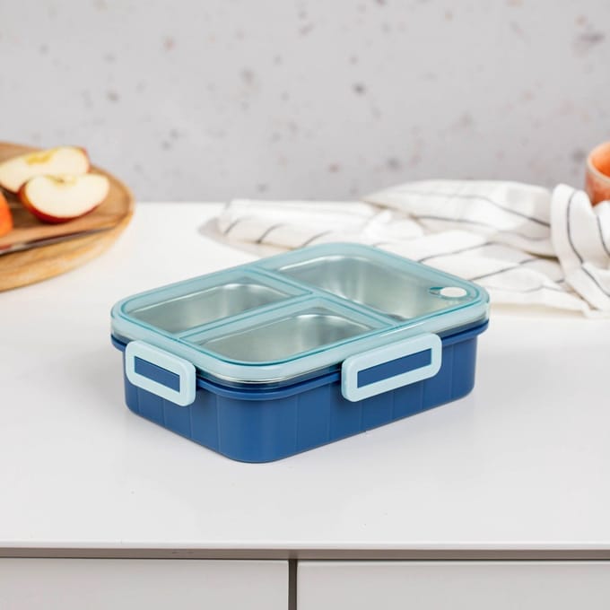 HOMLA - Lunchbox - 0,75L - 3 Compartimenten - Blauw