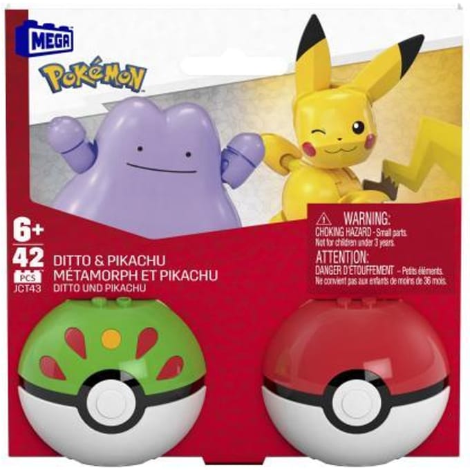 Mega Bloks Pokemon - Poke Bal 2-pack - Pikachu en Ditto Bekende knuffels