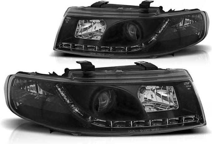 Koplampen met parkeerlicht SEAT LEON / TOLEDO 04 99-08 04 ZWART