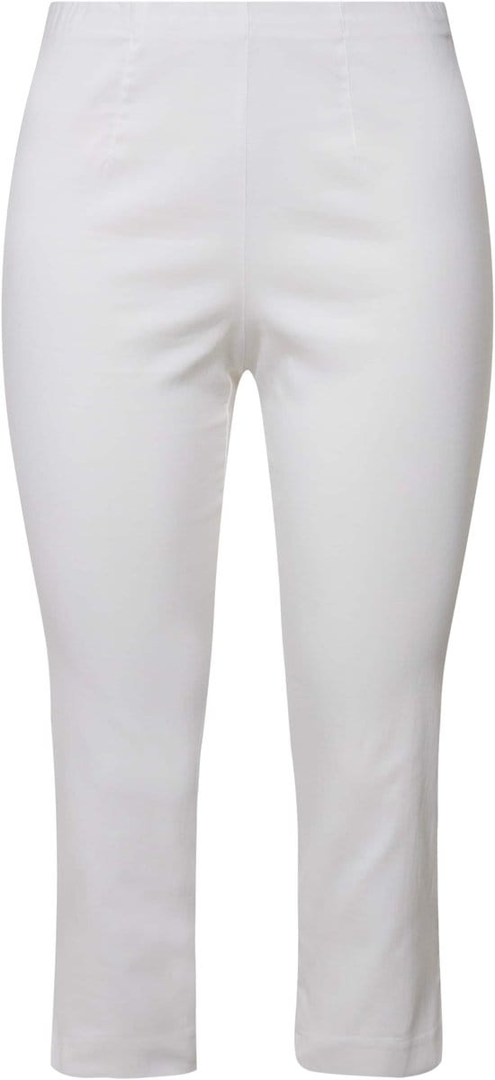 Ulla Popken - Dames - Bengalin broek kuitlang elastische tailleband stretch - Sneeuwwit - Maat 62