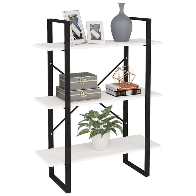 vidaXL - Boekenkast - met - 3 - schappen - 80x30x105 - cm - massief - grenenhout - wit