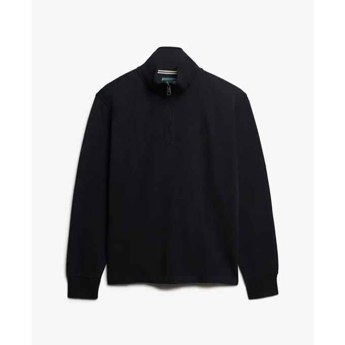 Superdry Geribbelde Trui Met Halve Rits Black Grootte: L
