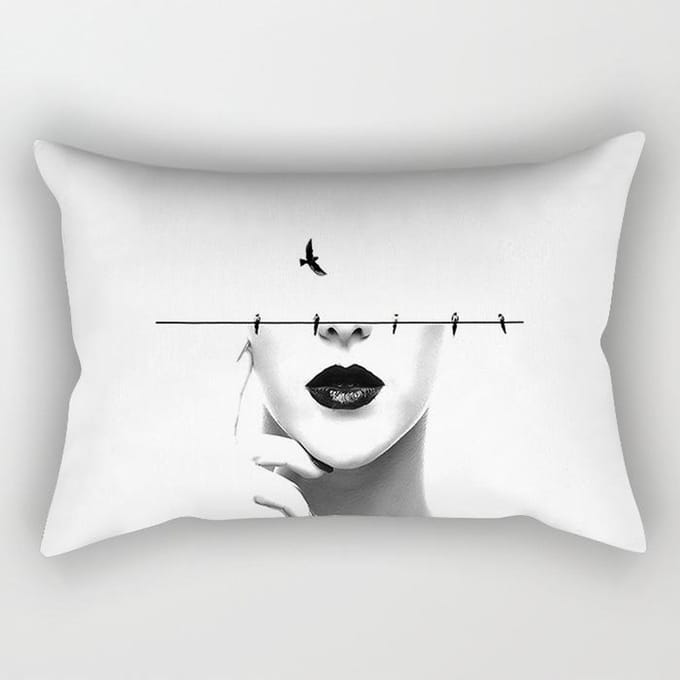 Housse de coussin longue géométrique noir et blanc simple moderne Housse de coussin de canapé 30X50 without pillow core