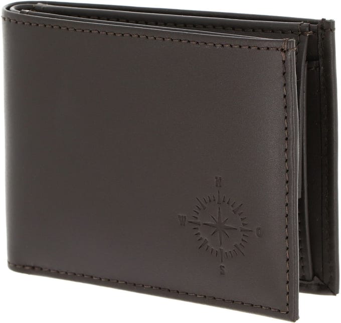 oxmox Leren portemonnee Leather RFID Protect Pocketbörse Windrose 2.0 Embossed Brown donkerbruin