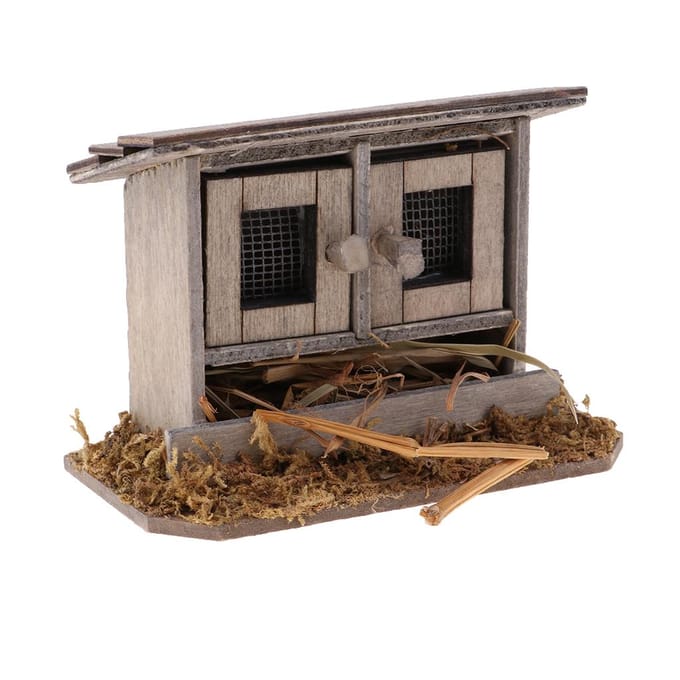 1/12 Miniaturen Poppenhuis Houten Simulatie Kippenhok Decoratie as described black