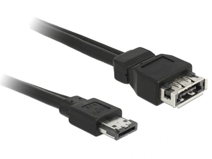 DeLOCK Power Over eSATA Extension cable male-female 1m SATA-kabel Zwart