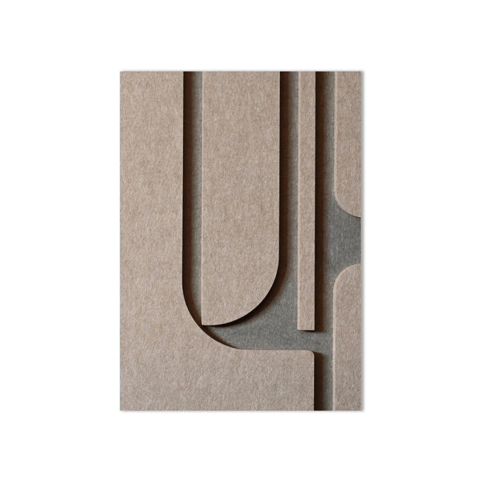 Abstract vilt wanddecoratie - Grey & taupe / 67 x 45 cm