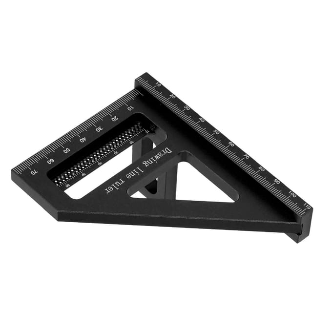 Règle de mesure multi-angles 3D 45 90 degrés Alliage d'aluminium Équerre de menuiserie Rapporteur d'onglet black