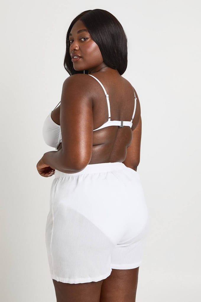 boohoo Dames Plus Essentials Linnen-look Shorts | Wit | Maat: 48