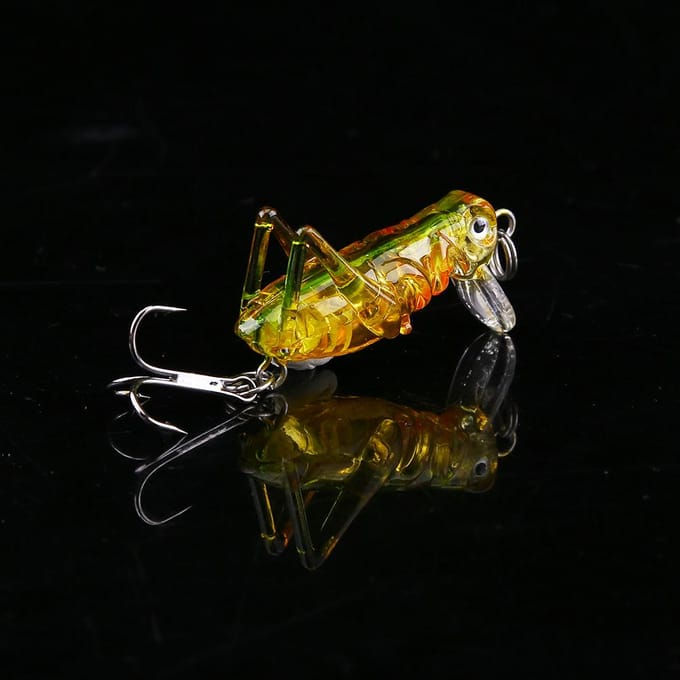 5pcs Leurres de Pêche 4cm Leurres Artificiels Sauterelle Forme Insecte Appât Dur (# 2) yellow