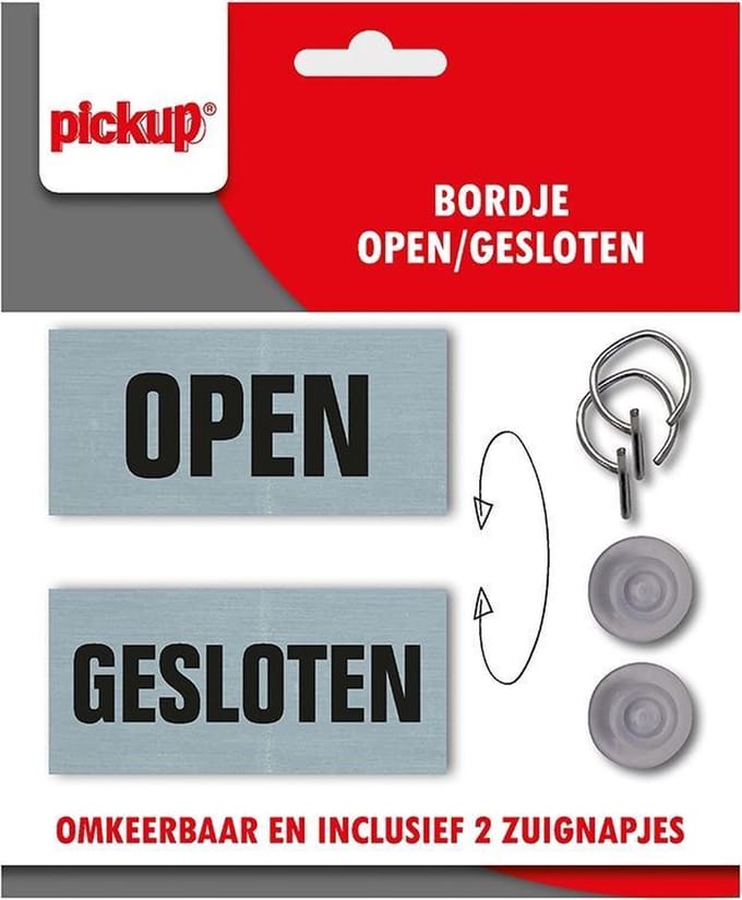 Pickup tweezijdig bord open gesloten - incl. 2 zuignapjes - 15x7 cm
