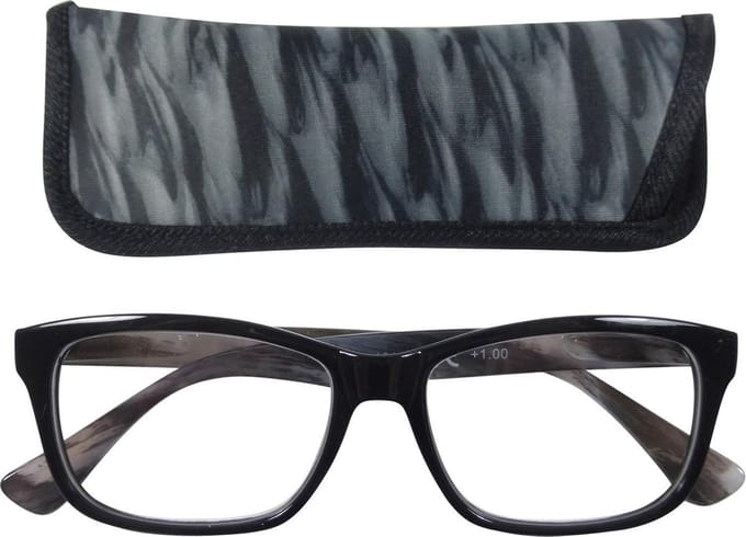 Lilly&June Leesbril Zwart Grijs Marmer +3 - Met Bijpassend Etui