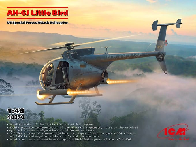 ICM Modelbouwpakket Militaire voertuigen - 48370 Hughes AH-6J - Amerikaanse Helikopter Plastic - 1:48 - Modelbouw