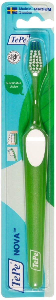 TePe Nova Medium Tandenborstel - Verlengde Punt & Antislip Handvat - 1 stuk