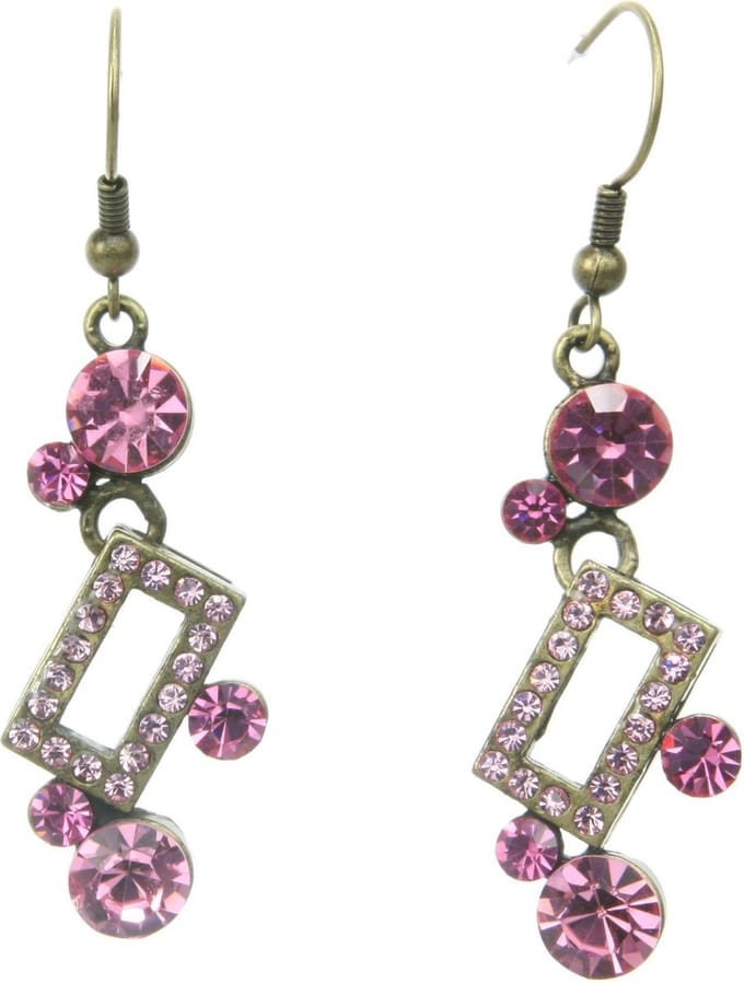 Behave - Oorhangers dames - Retro geometrisch design roze - Nikkelvrij