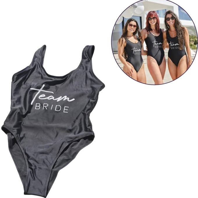 Badpak "Team Bride" - Zwart- Maat M