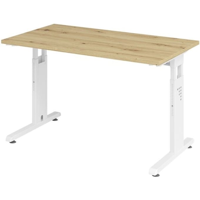 MEGA 612 W | Bureau - Tafelhoogte I In hoogte verstelbaar 120 x 67 Essen-Eik/Wit