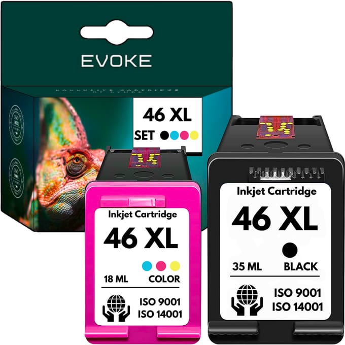 Inkt voor HP Printer 46 Zwart + Kleur XL |     Set |     Cz637Ae + Cz638Ae