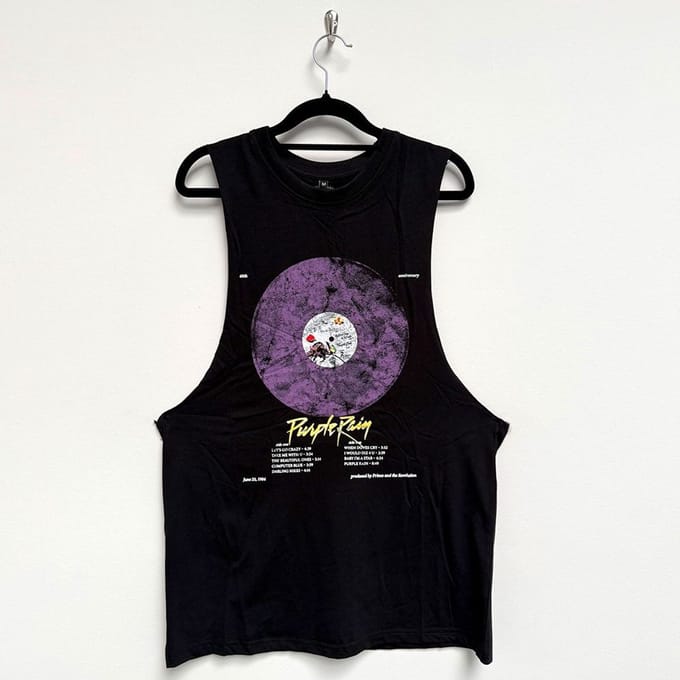 Prince - Purple Rain Disc Tanktop - S - Zwart
