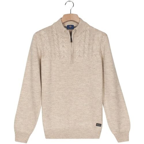 Baileys Trui Half Zip Single Stitch Top Front Cable Design Marshmallow / male