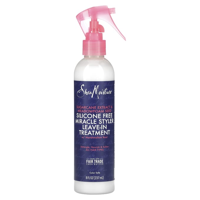 SheaMoisture, Silicone-Free Miracle Styler Leave-In Treatment, Sugar Cane Extract & Meadowfoam Seed, 8 fl oz (237 ml) pink