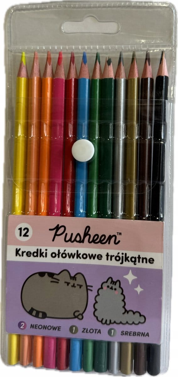 Pusheen Driehoekige Kleurpotloden Set - 12 Levendige Kleuren