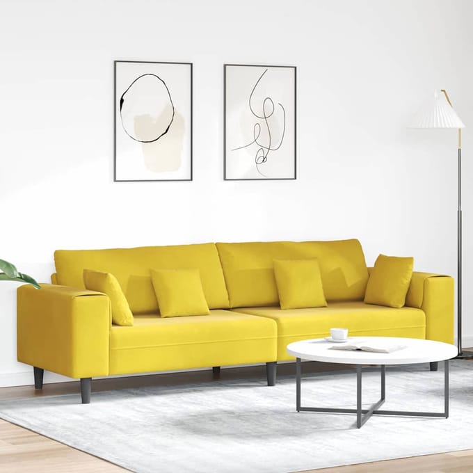 vidaXL - Bank - Geel - 250 - x - 77 - x - 76 - cm - Fluweel