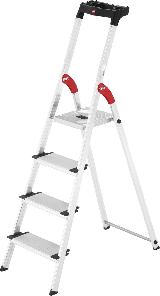 XXL Aluminium Steigerladder met Brede Treden en Multifunctioneel Dienblad