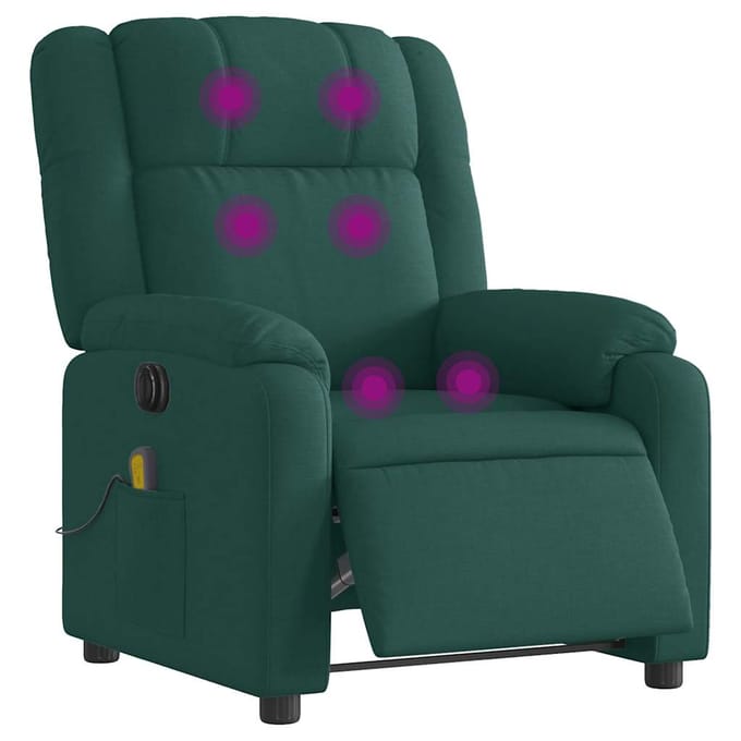vidaXL - Massagestoel - elektrisch - verstelbaar - stof - donkergroen