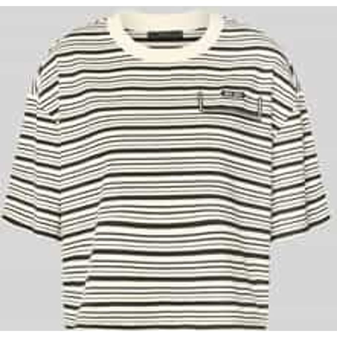 boxy fit t-shirt met labelstitching en tunnelkoord
