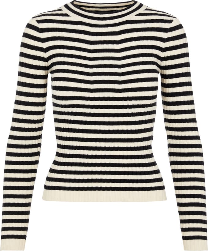 PIECES PCCRISTA LS O-NECK KNIT BC Dames Trui Zwart Gestreept - Maat S