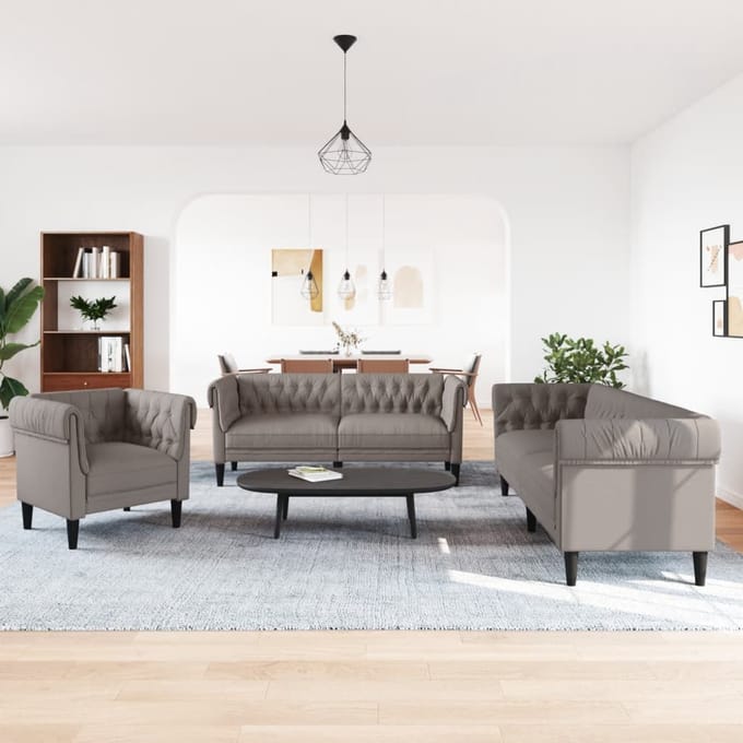 3-Cz. Zitgroep, Kleur Taupe, Bekleed met Stof