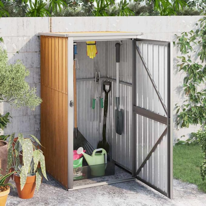 vidaXL - Tuinschuur - 88x89x161 - cm - gegalvaniseerd - staal - bruin