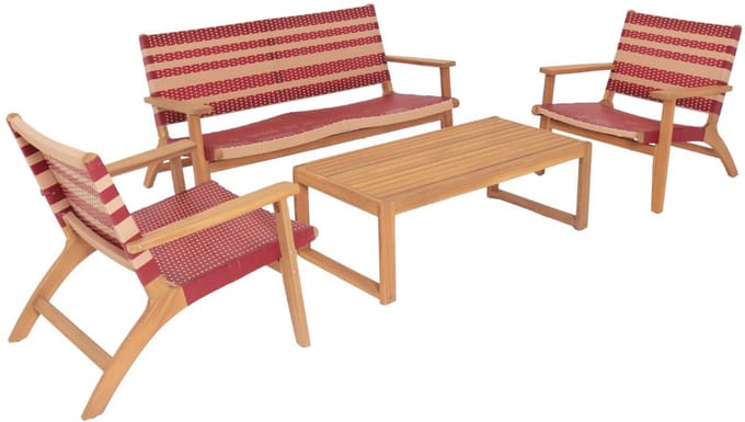 sweeek - Loungeset 4 zitplaatsen van acaciahout en hars - goa